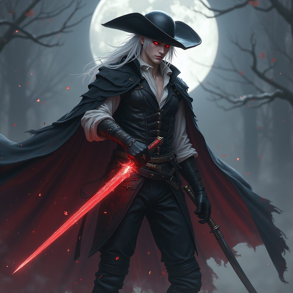 Ethereal Blood Hunter Unveils Moonlit Scimitar in Dark Fanta...