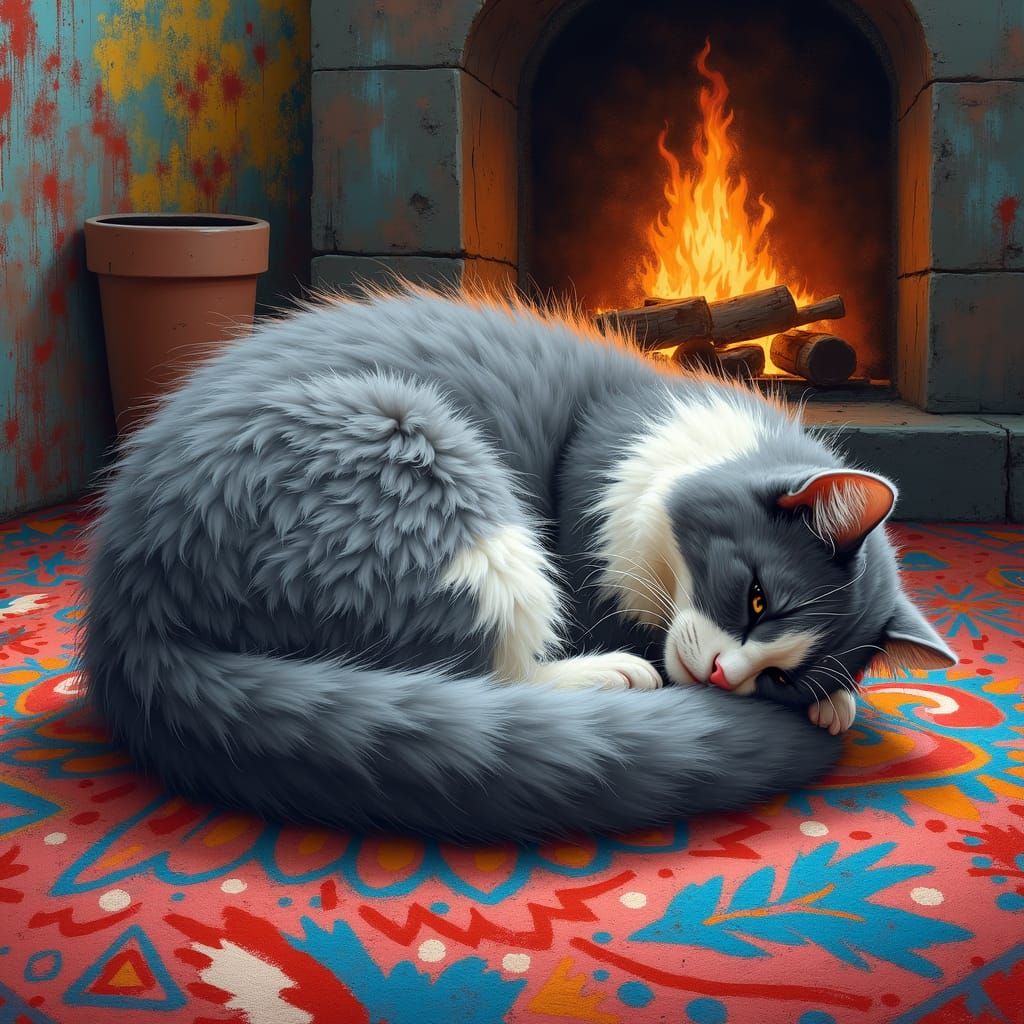 Content Kitty Cat in Graffiti Art Style