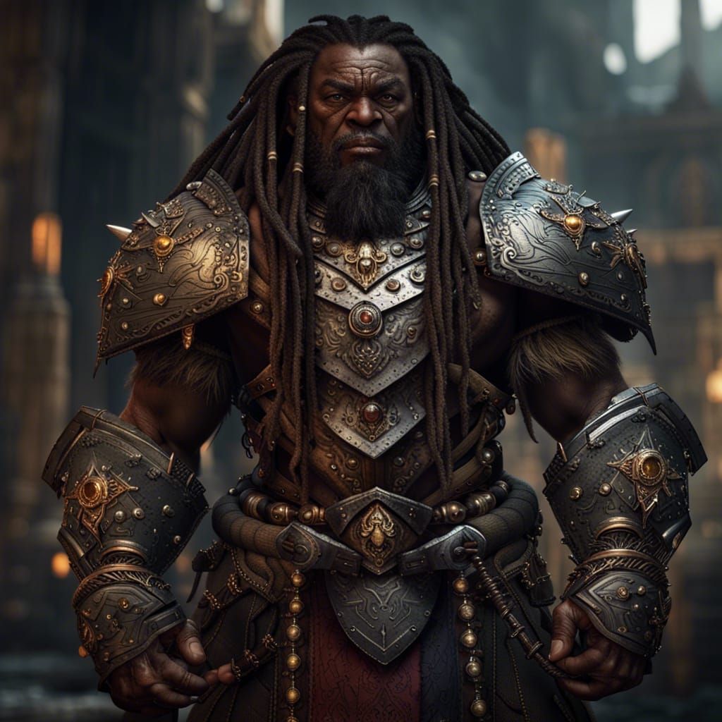 Epic Dwarven Warrior in Gem-Studded Plate Armor