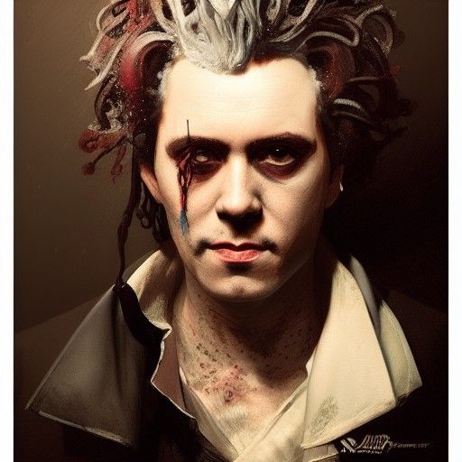 Detailed Sweeney Todd Portrait in Art Nouveau Style