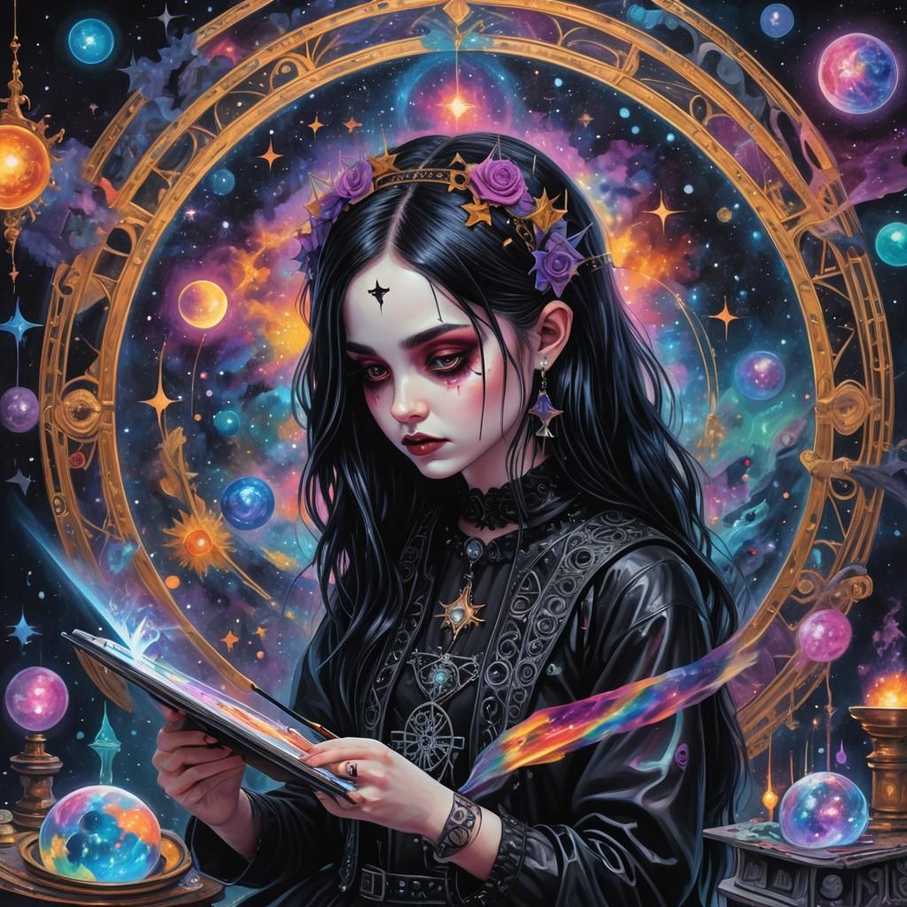 Goth Girl's Painting Brought to Life: Astral Illustration