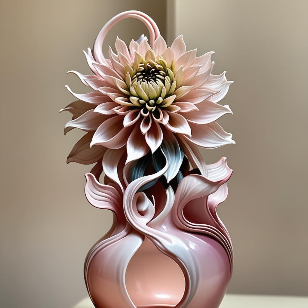 Intricate Vase with Pale Rose: Floral Still Life