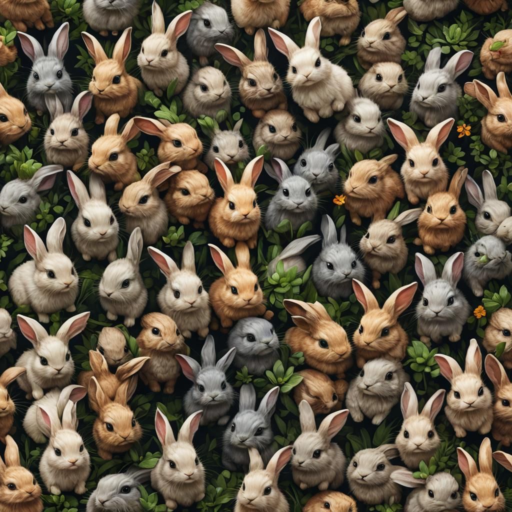 Cute Baby Bunnies: Detailed Matte Painting
