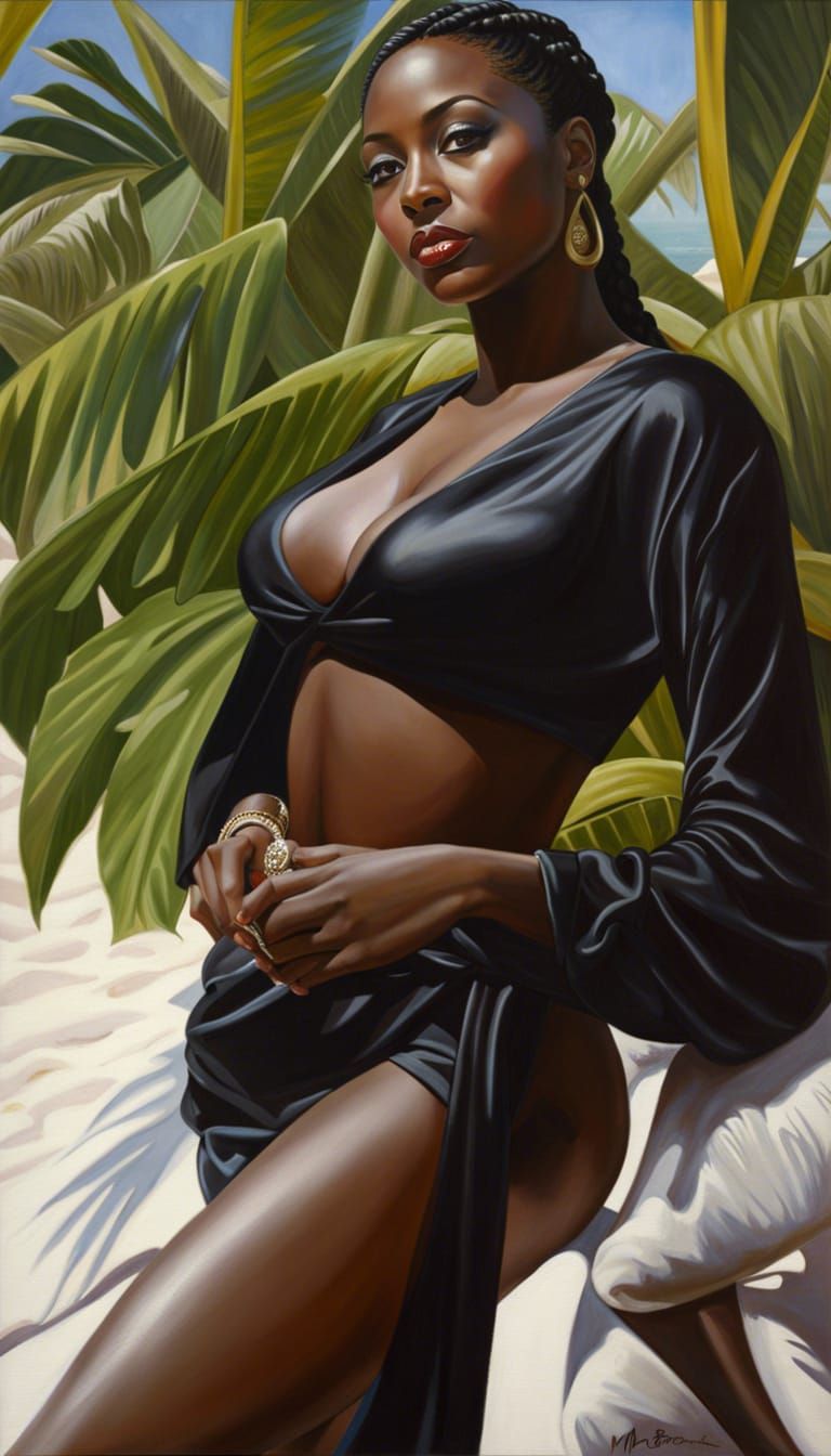 Beautiful Woman Sunbathing: Realistic Figurative Art