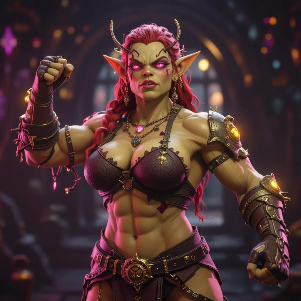 Muscular Goblin Mommy in Dark Fantasy Style
