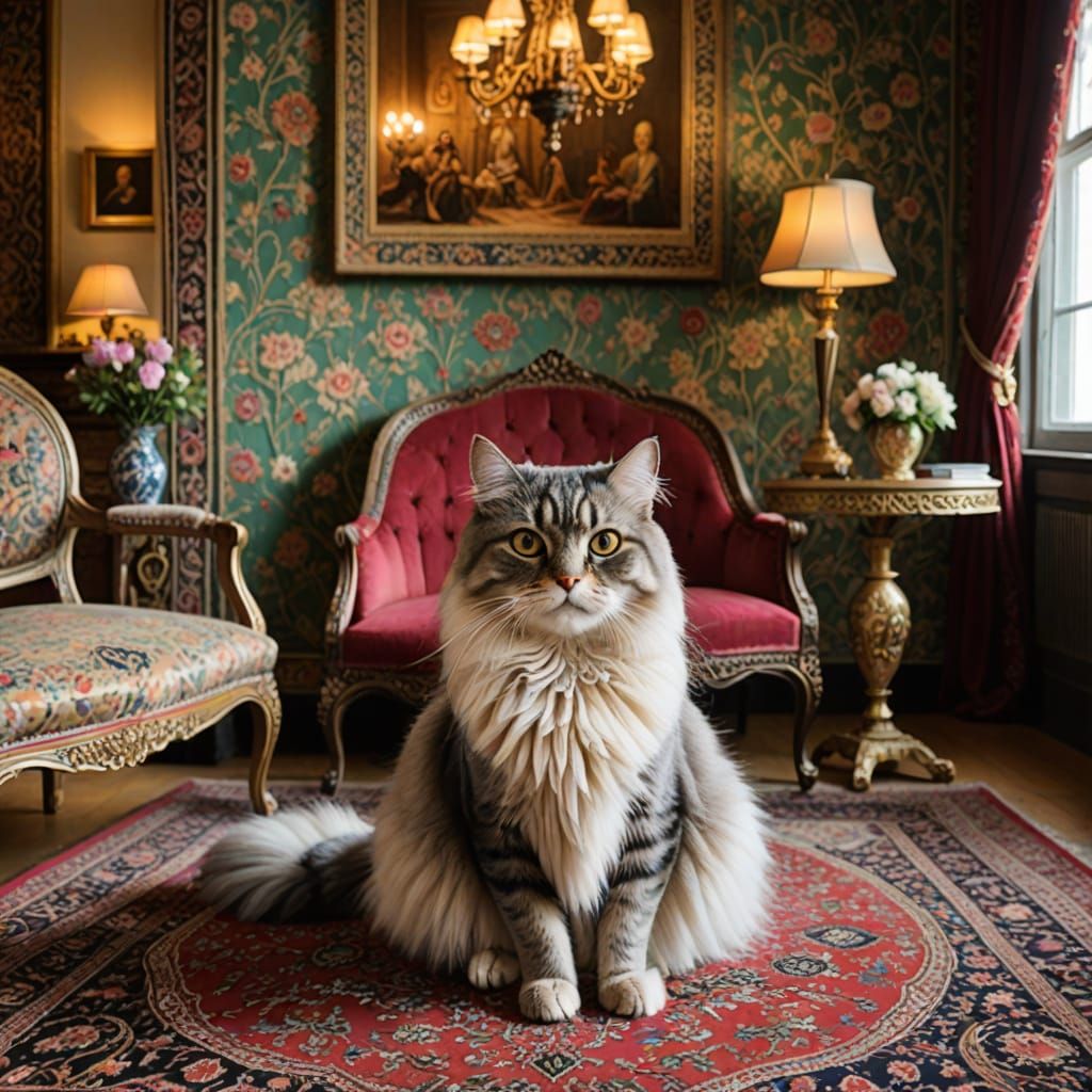 Regal Cat Enjoys Luxurious Home Decor