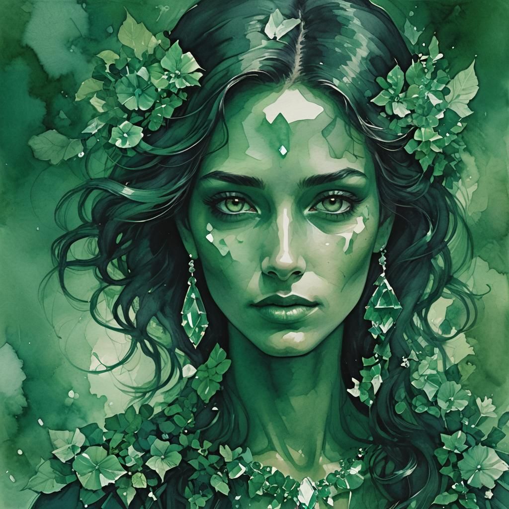 Emerald Woman Portrait