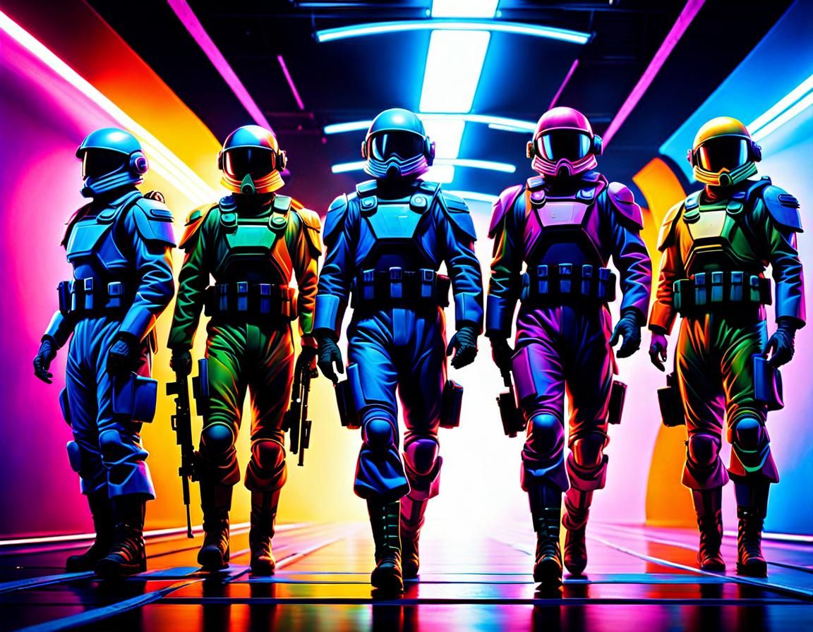 Psychedelic Sci-Fi Soldiers in Photorealistic Style