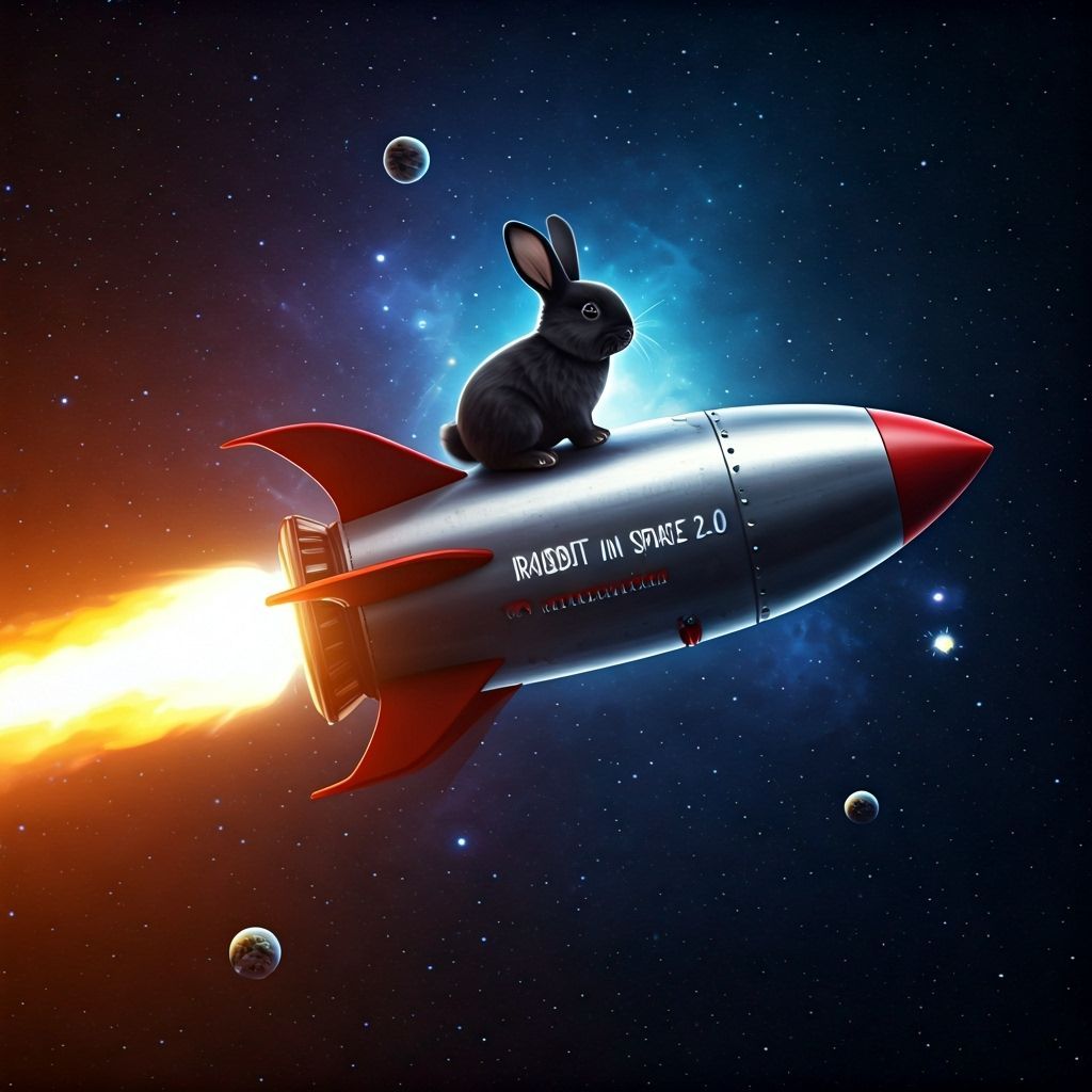 Bunny Soars Through Galaxy on Spaceship