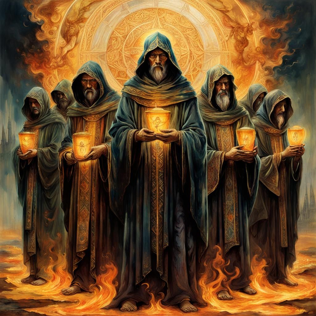 Seven Angels with Vials Over Fiery World