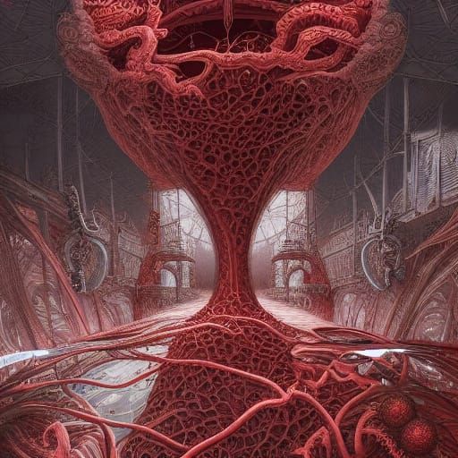 Surreal Vein Factory: Hyperdetailed Digital Matte Painting