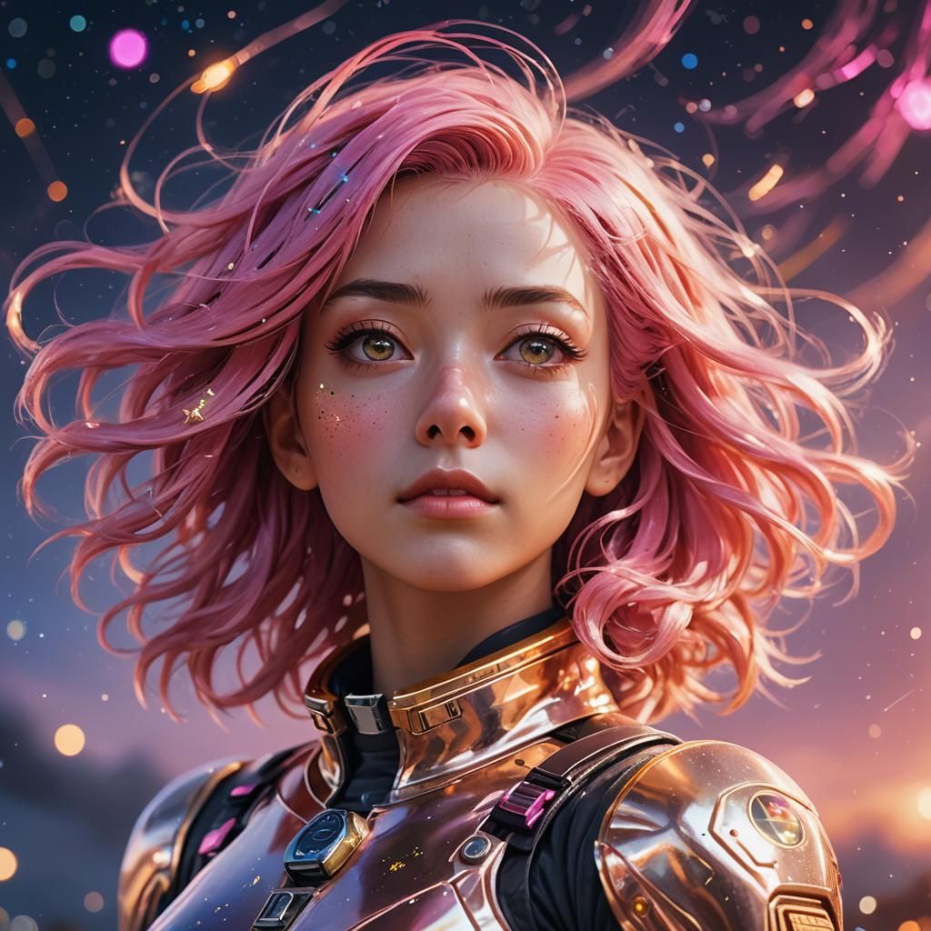 Astronaut Girl in Windstorm: Anime-Inspired 3D Art