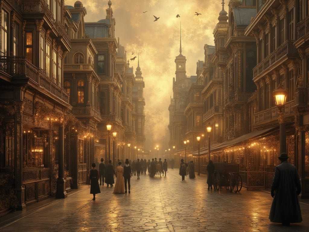 1850s American Cityscape With Golden Hour Magic