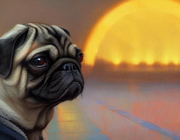 Detailed Pug Puppy Portrait in Digital Art Style