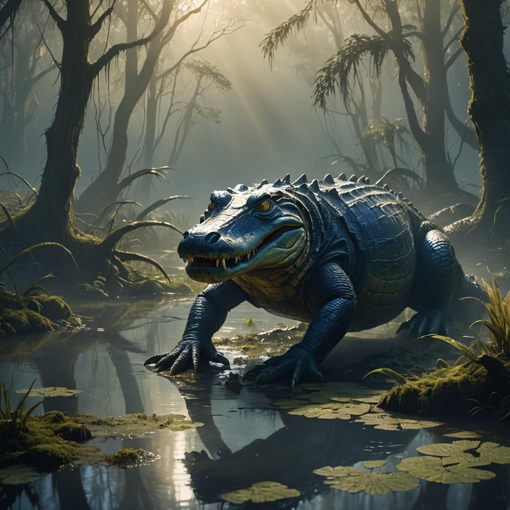 Mystic Alligator Emerges from Primordial Swamp
