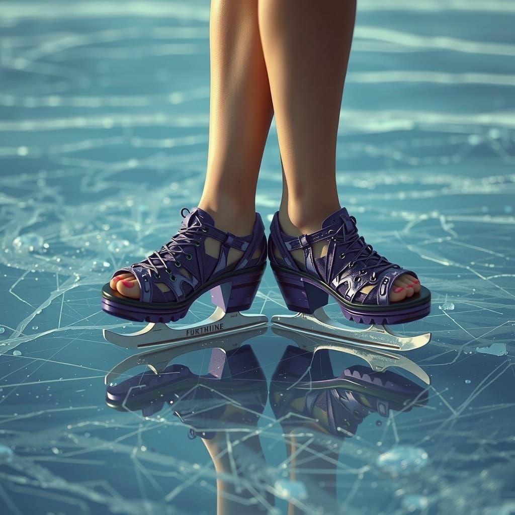 Vibrant Purple Platform Sandal Ice Skates in Icy Wonderlands