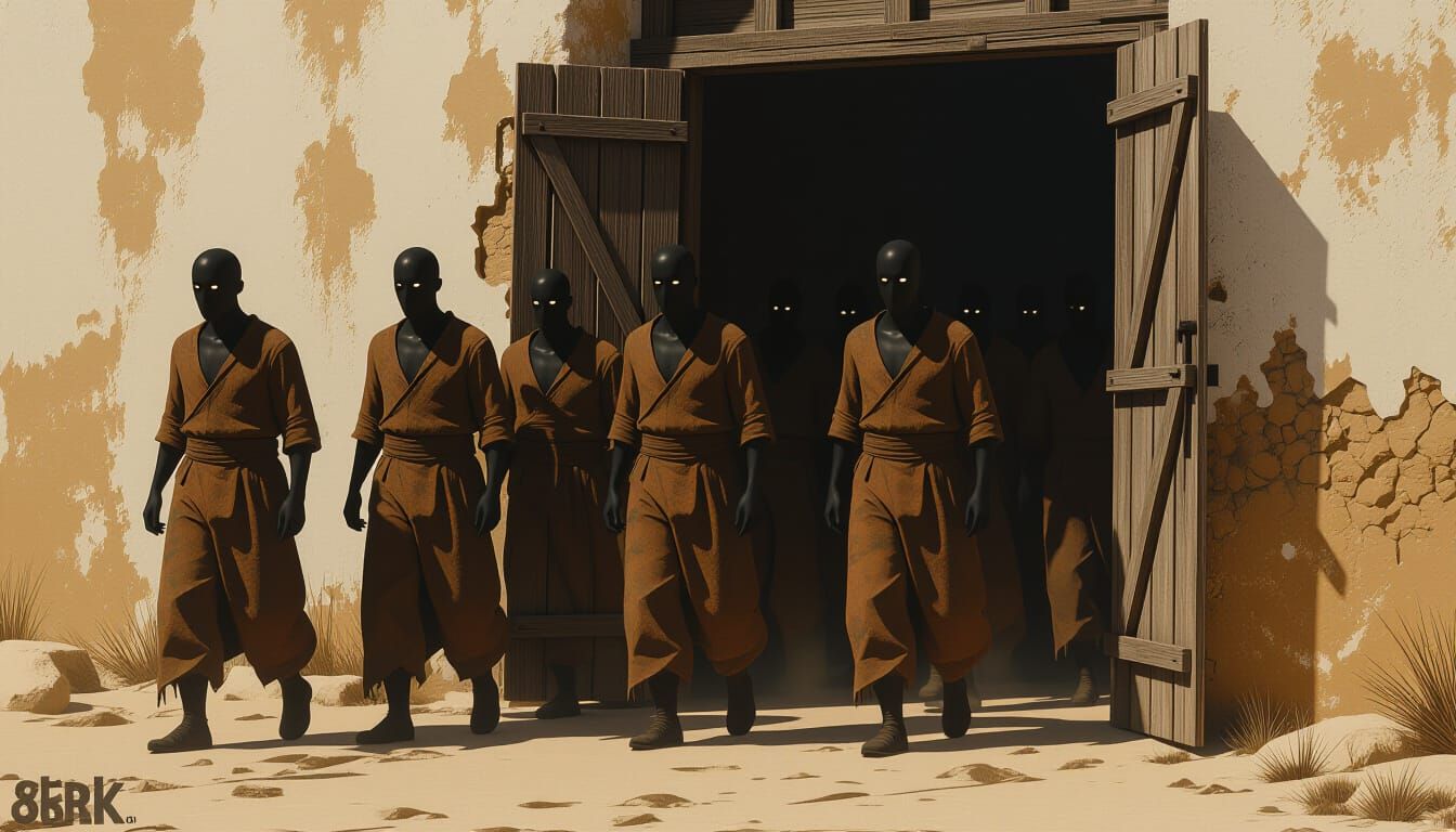 Eerie Silhouettes Emerge in Mystical Landscape