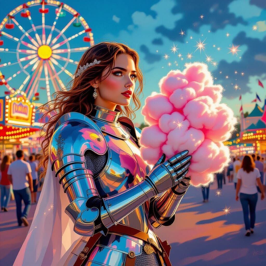 Joan of Arc at State Fair with Cotton Candy
