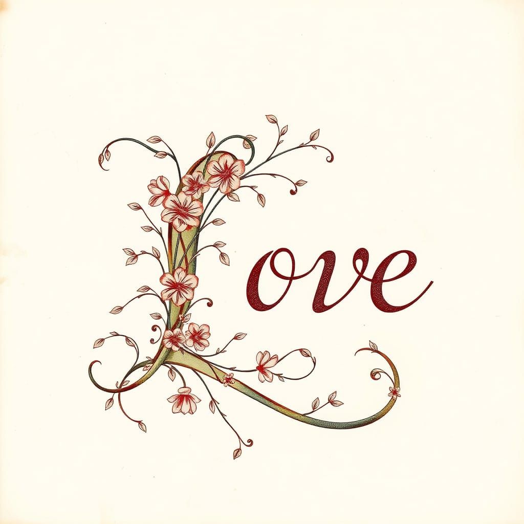 Elegant Lombard-Style Lettering with Interwoven Florals and...