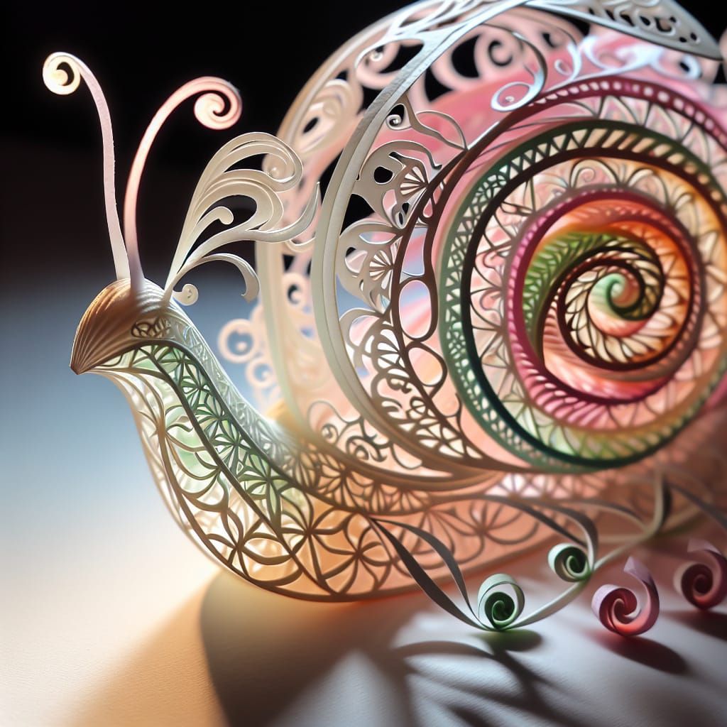 Pastel Paper Snail in Art Nouveau Style
