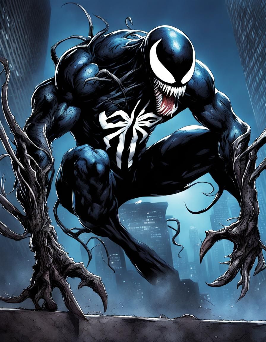Enraged Blue Symbiote Predator in HD Fantasy Scene
