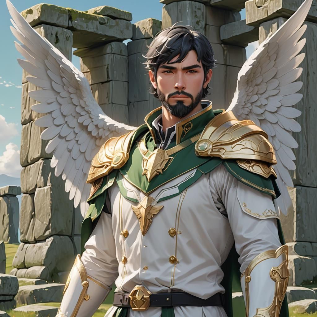 Anime Man in Sailor Suit with Angel Wings