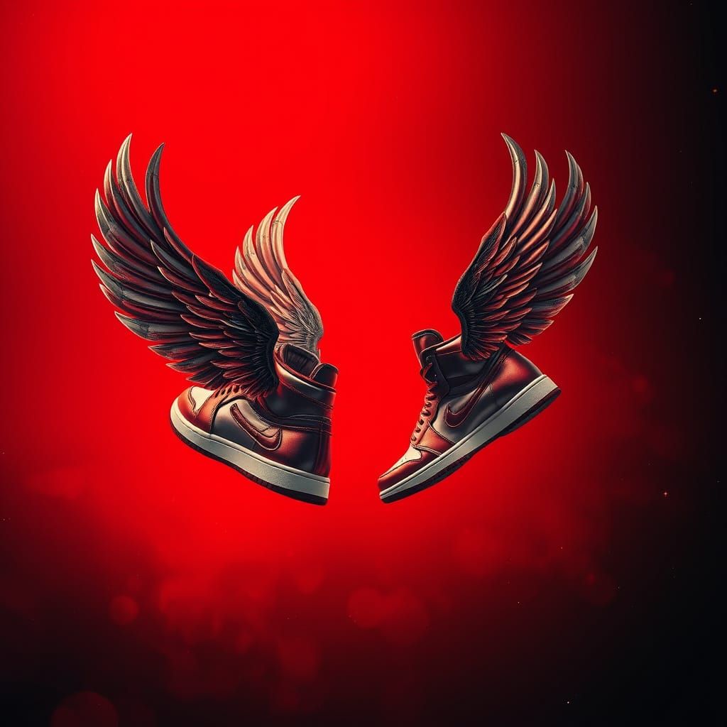 Sleek Metallic Wings Soar in Vibrant, Ombre Hues