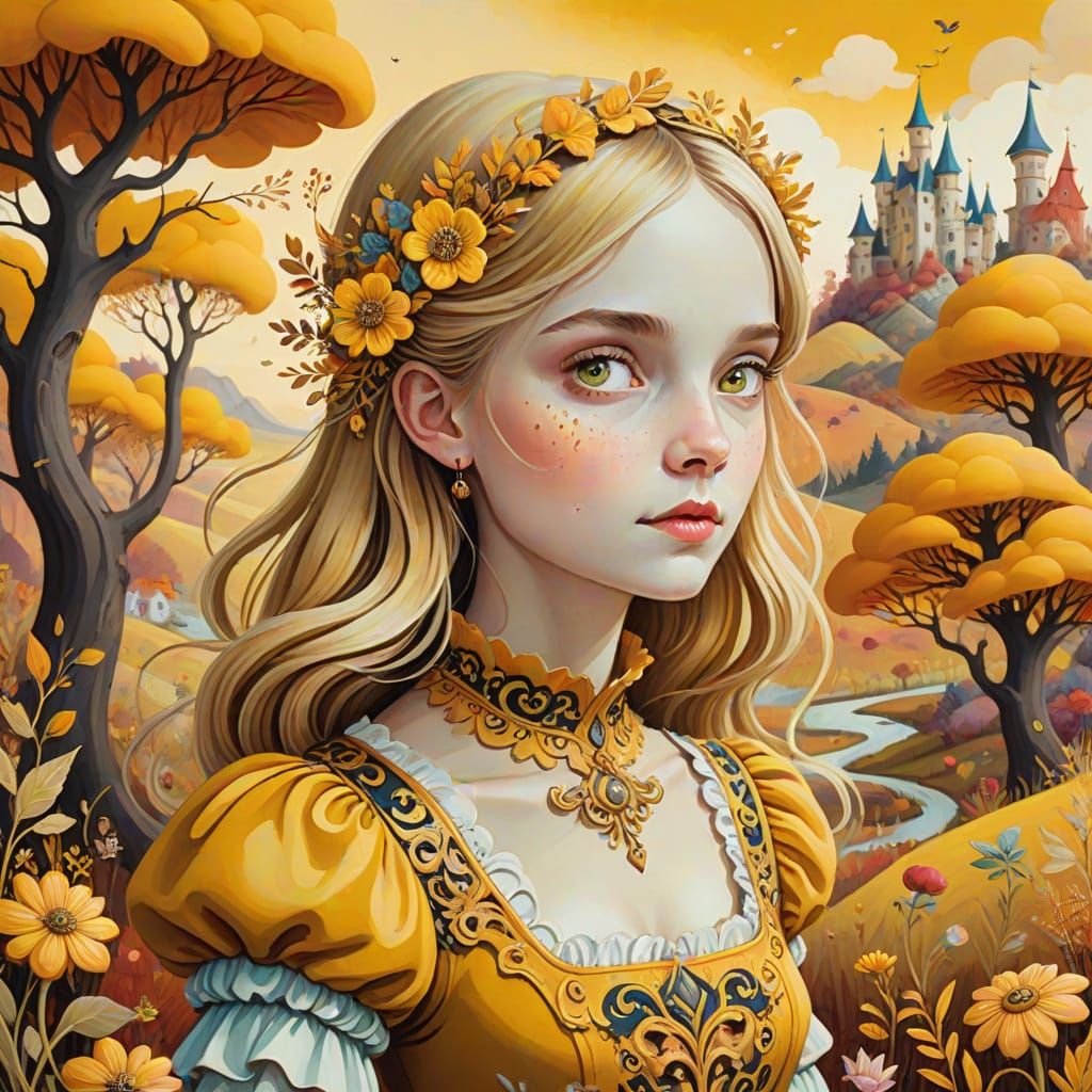 Alice in Wonderland Gouache Painting