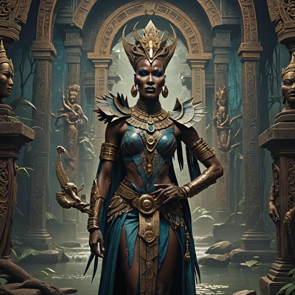 Grace Jones as Apsara: Detailed Matte Painting