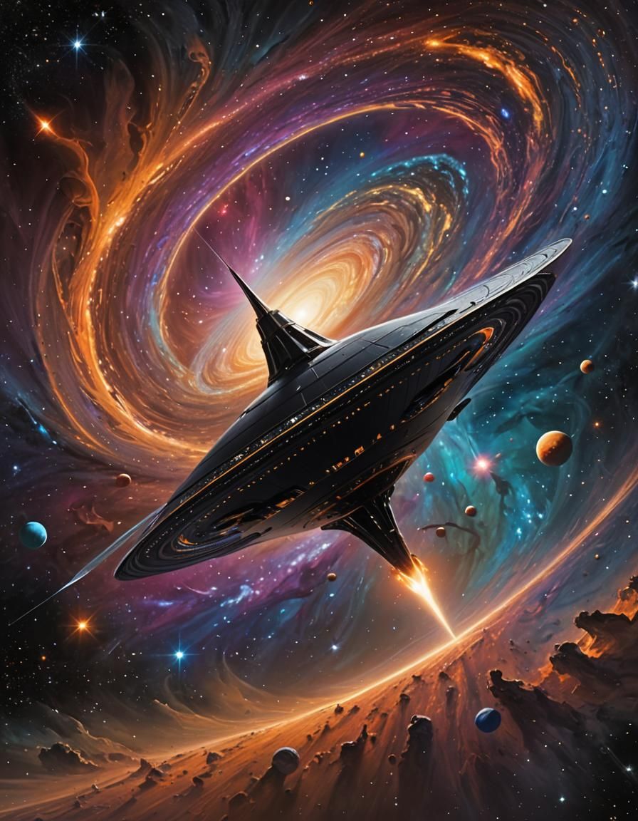 Starship Sails Vibrant Cosmos in 8K Resolution