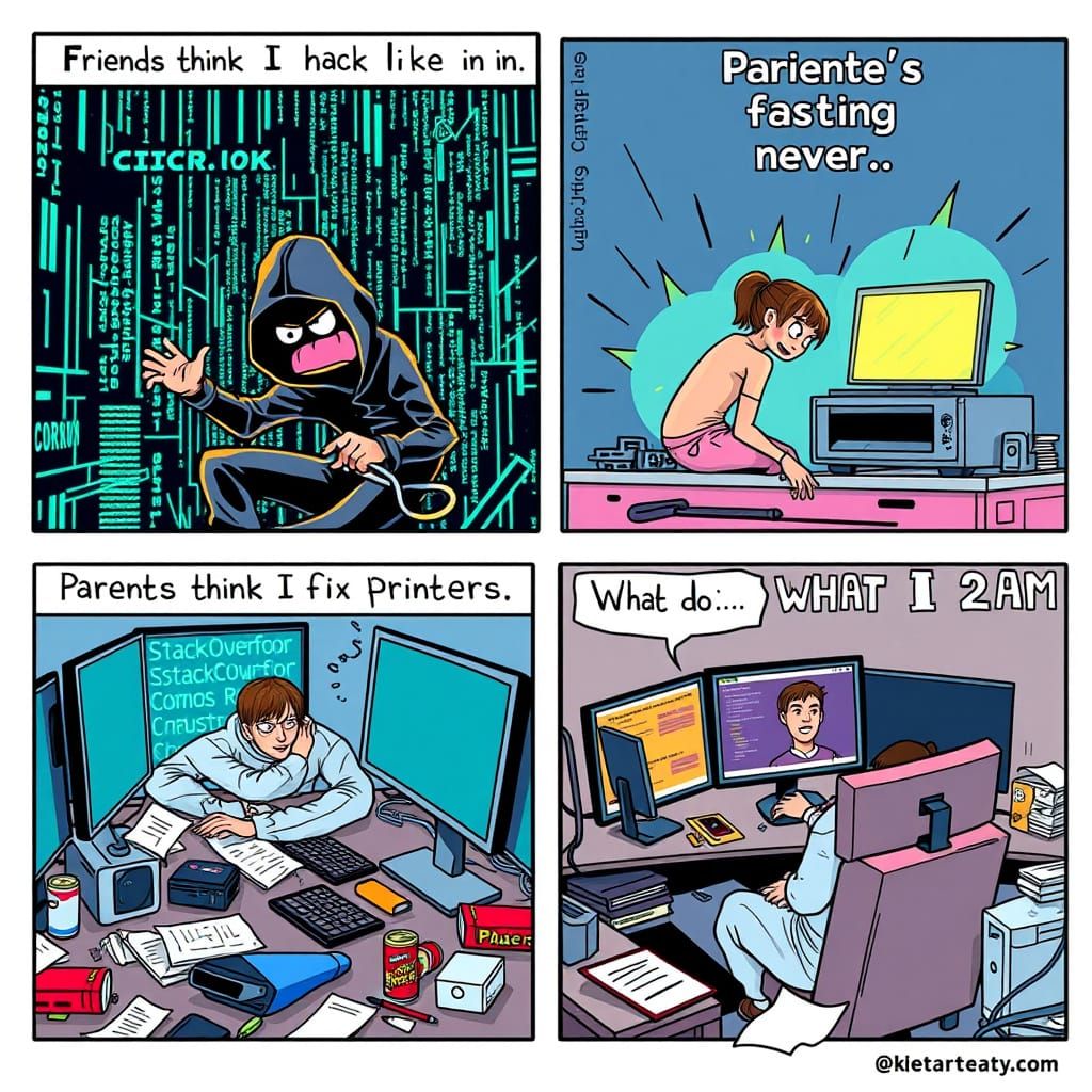 Comedic 3-Panel Comic Strip in Exaggerated Cartoon Style