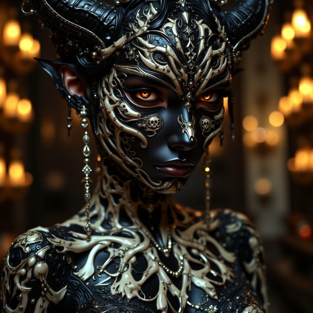 Ebony Demon with Palladium Accents, Photorealistic