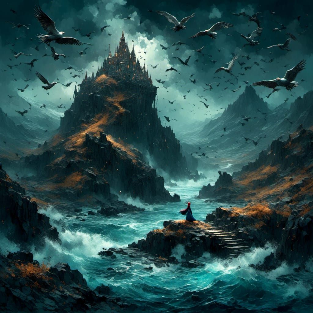 Sleeping Beauty Mountain in Dark Fantasy Landscape