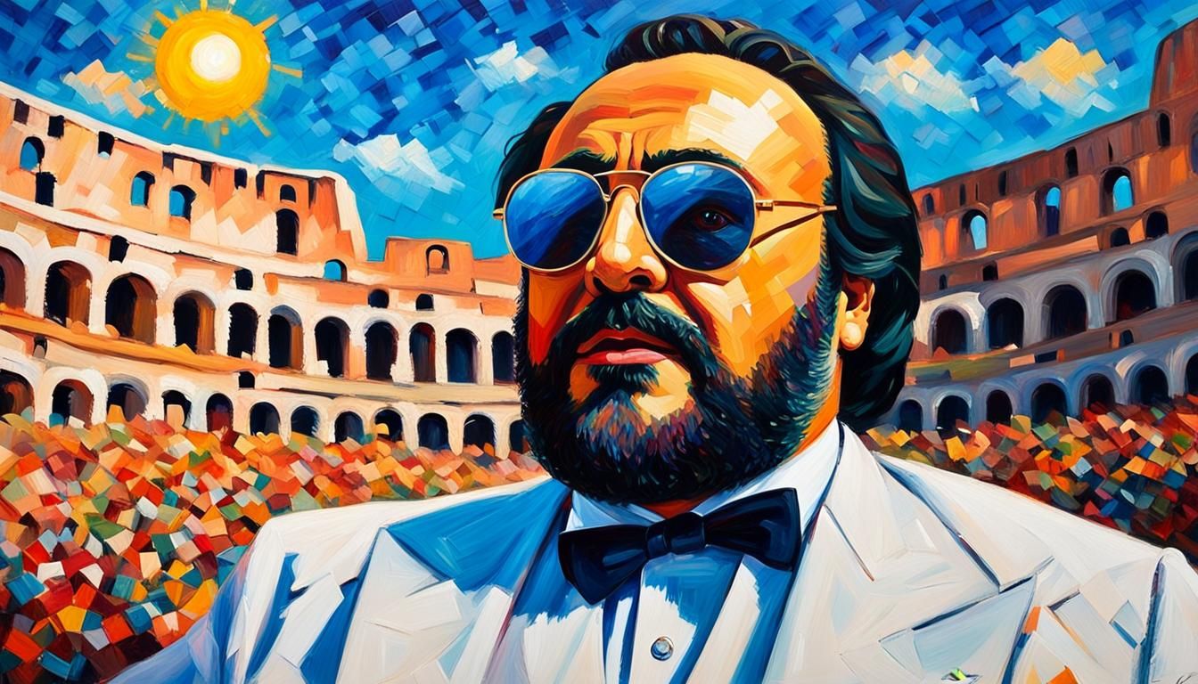 Pavarotti at the Coliseum: An Acrylic Expressionist Painting