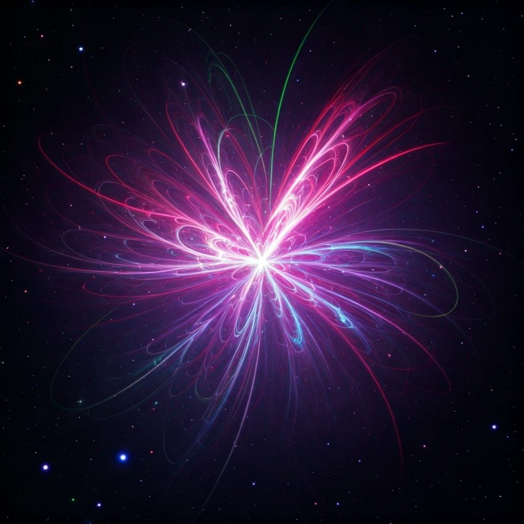 Radiant Neon Butterfly Cluster in Deep Indigo Space