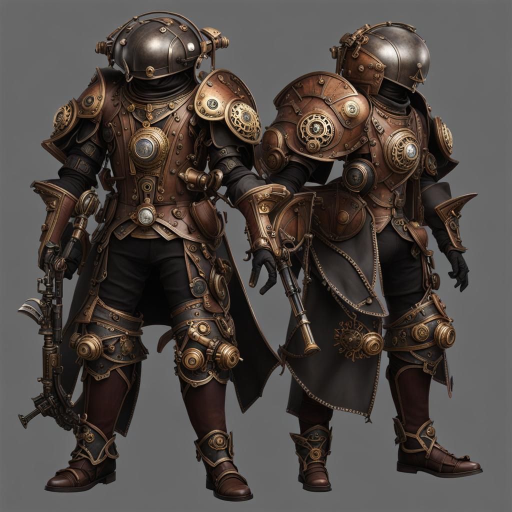 Steampunk Mercenary in Alien Tech Armor