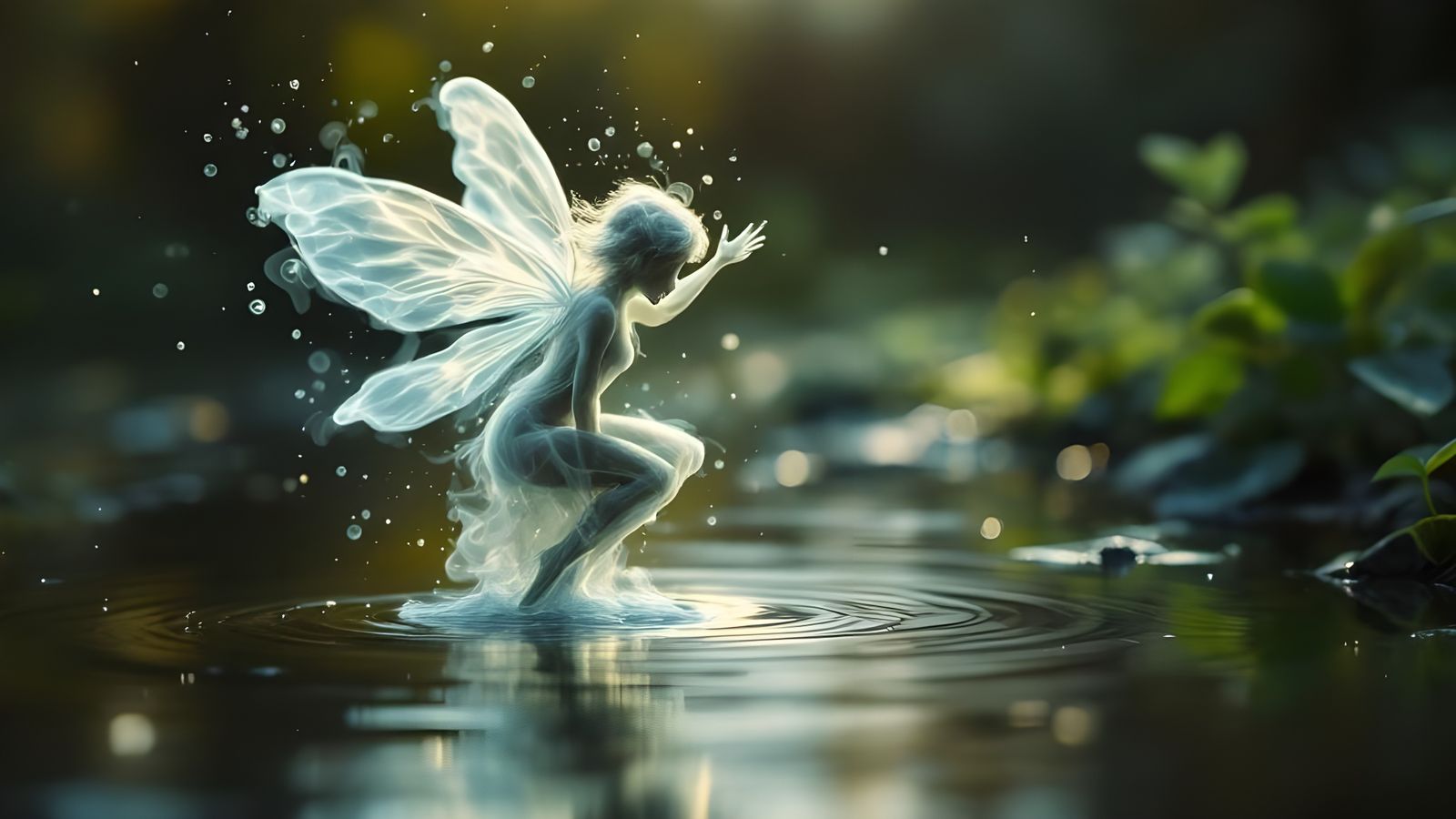 Ethereal Smoke Fairy Dancing on Water
