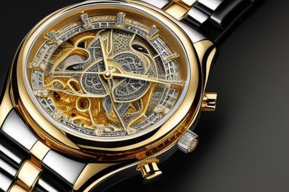 Platinum and Gold Ouroboros, Detailed Photorealistic Art