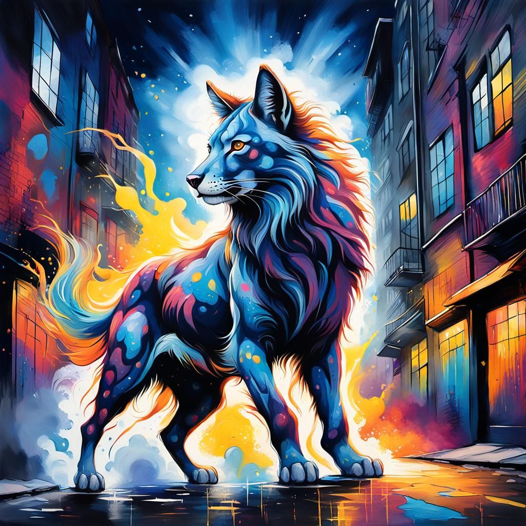 Majestic Hart Prances in Vibrant Urban Street Art