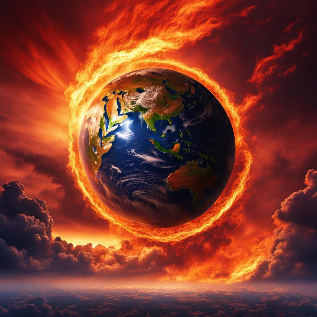 Fiery Earth in Sky: Apocalyptic Vision