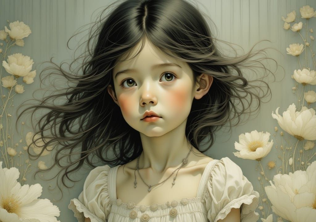 Dreamy Girl in Surreal Fantasy Art Style