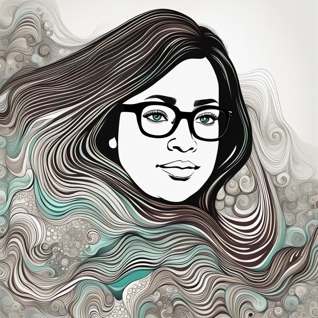 Latina Woman Portrait with Abstract Fractal Elements