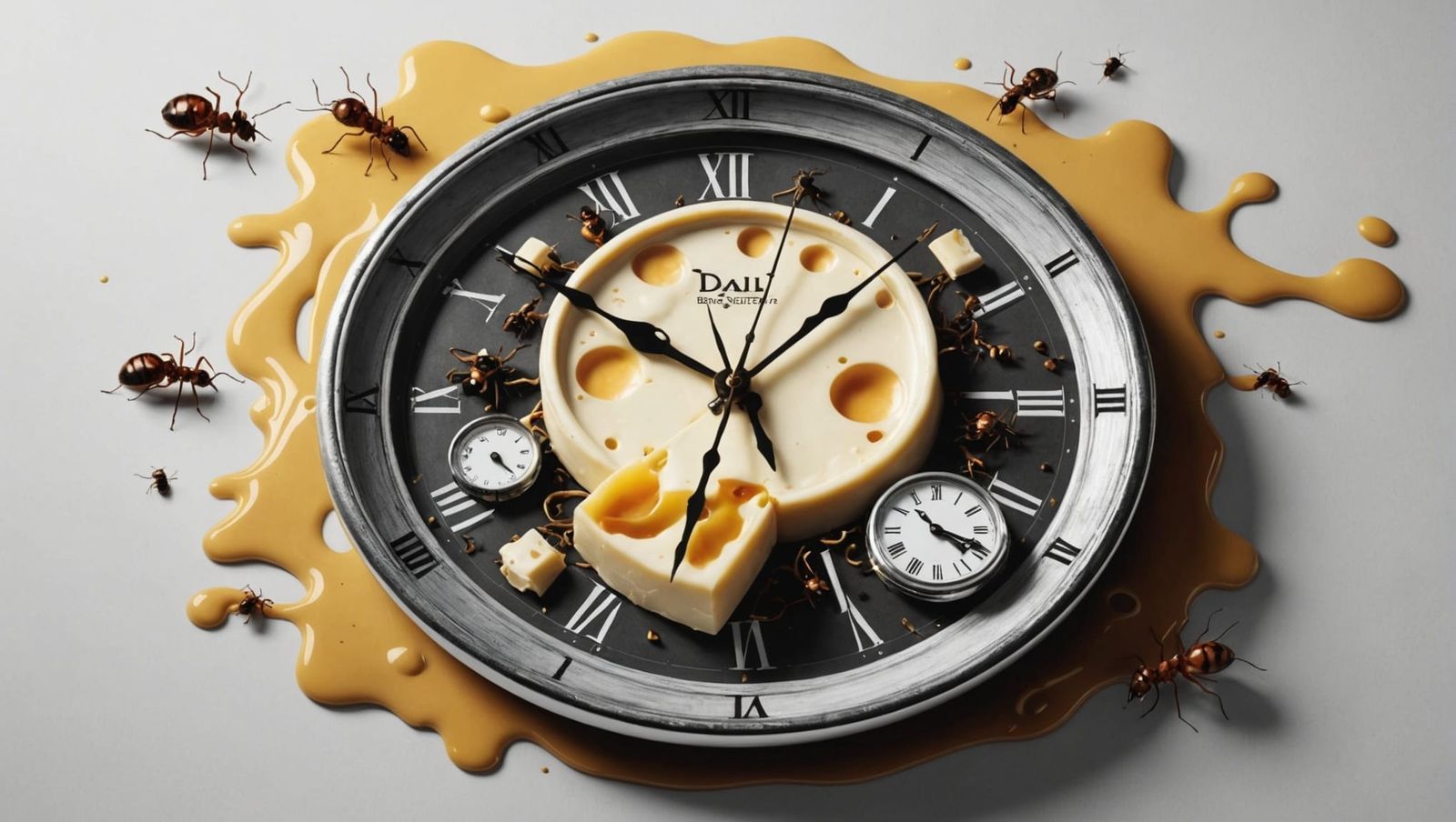 Surreal Melting Clocks in Hyperrealistic Style
