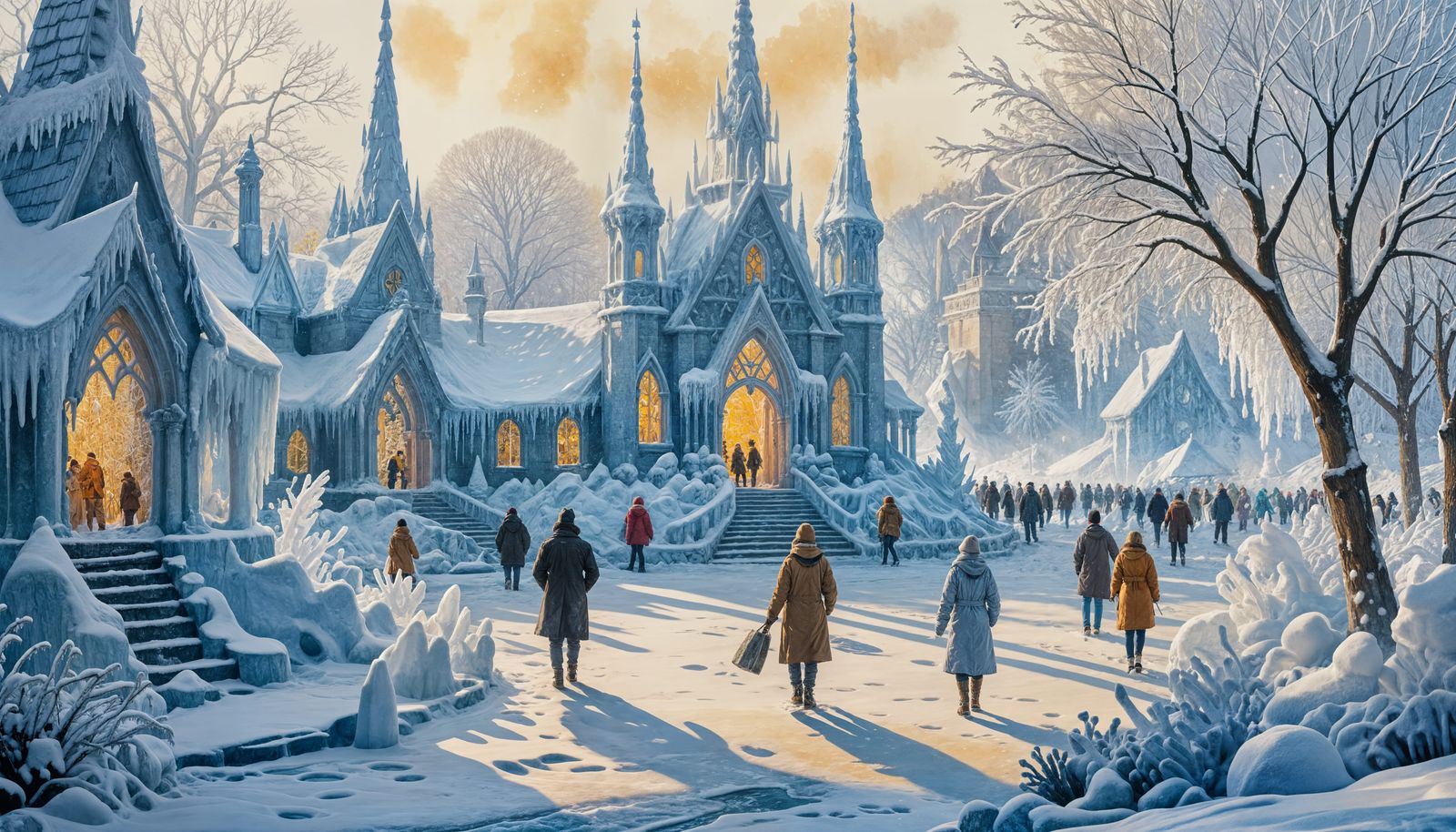 Snow Garden Festival: Watercolor and Oil Painting