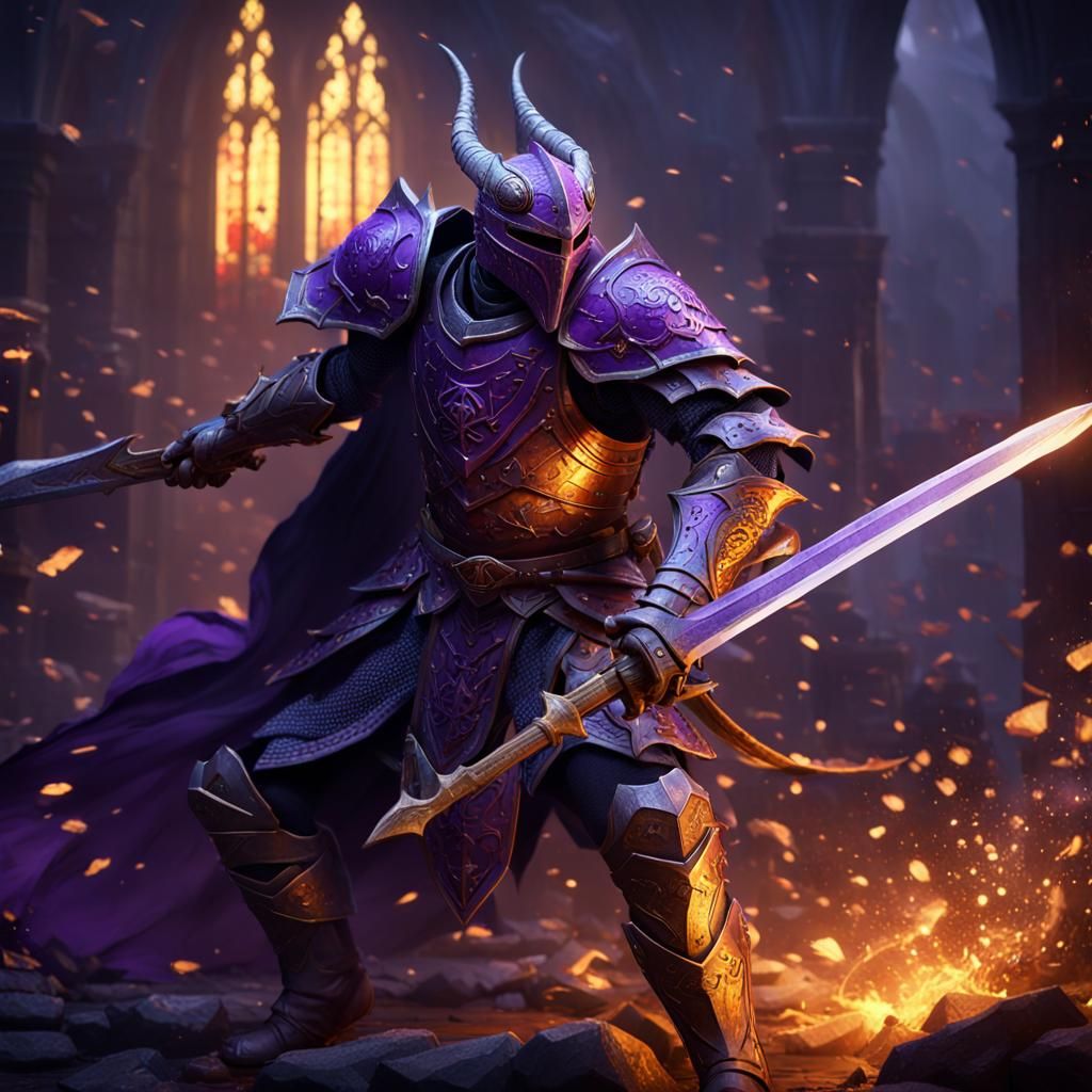 Dragon Knight Warrior in Medieval Battle