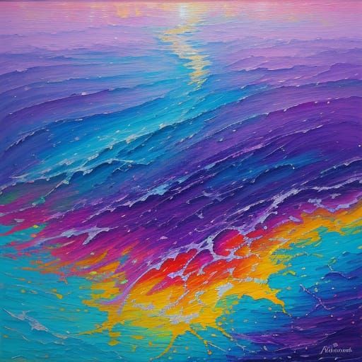 Abstract Beach Scene in Expressionist Style