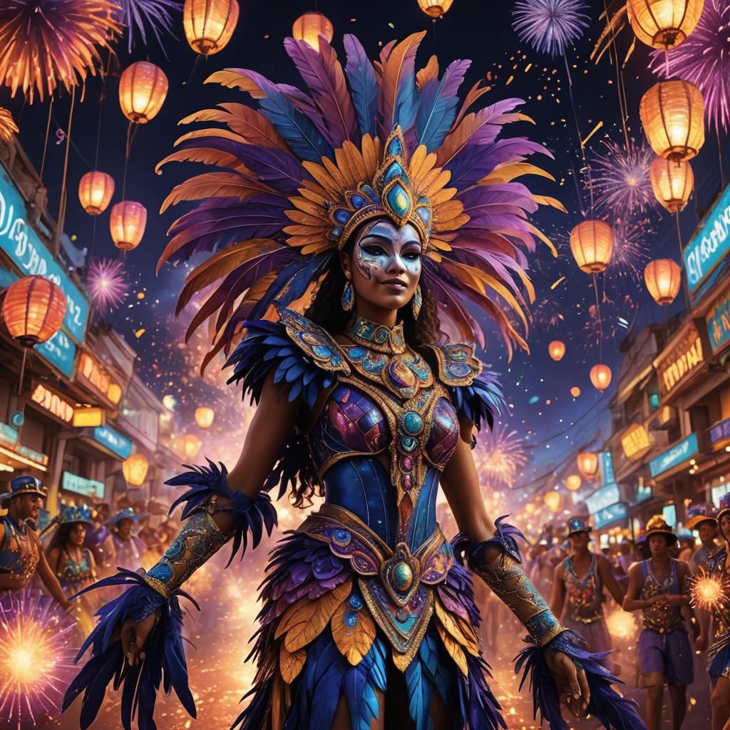 Rio Carnival Parade in Hyperrealistic Concept Art