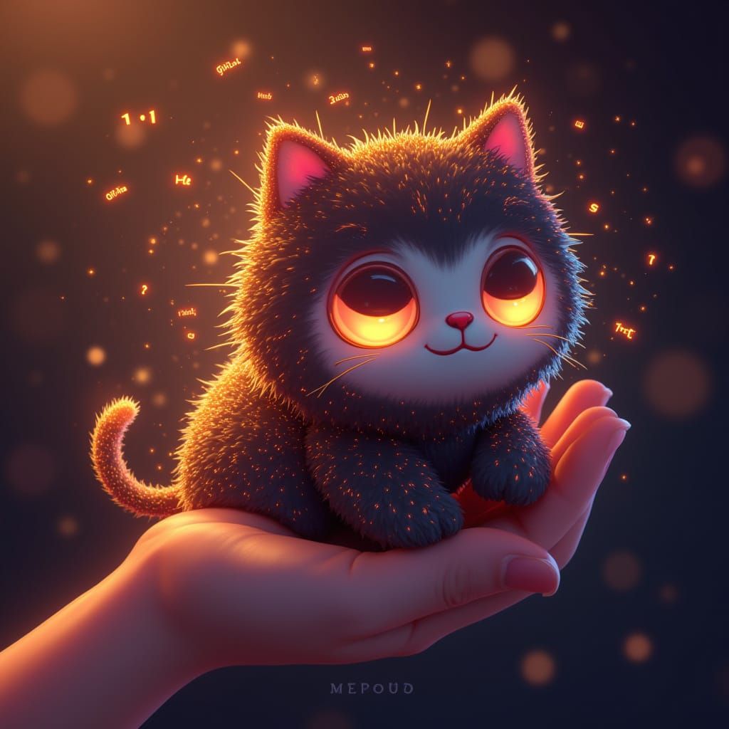 Octocat Petting Session: A Neon Retro Synthwave Scene