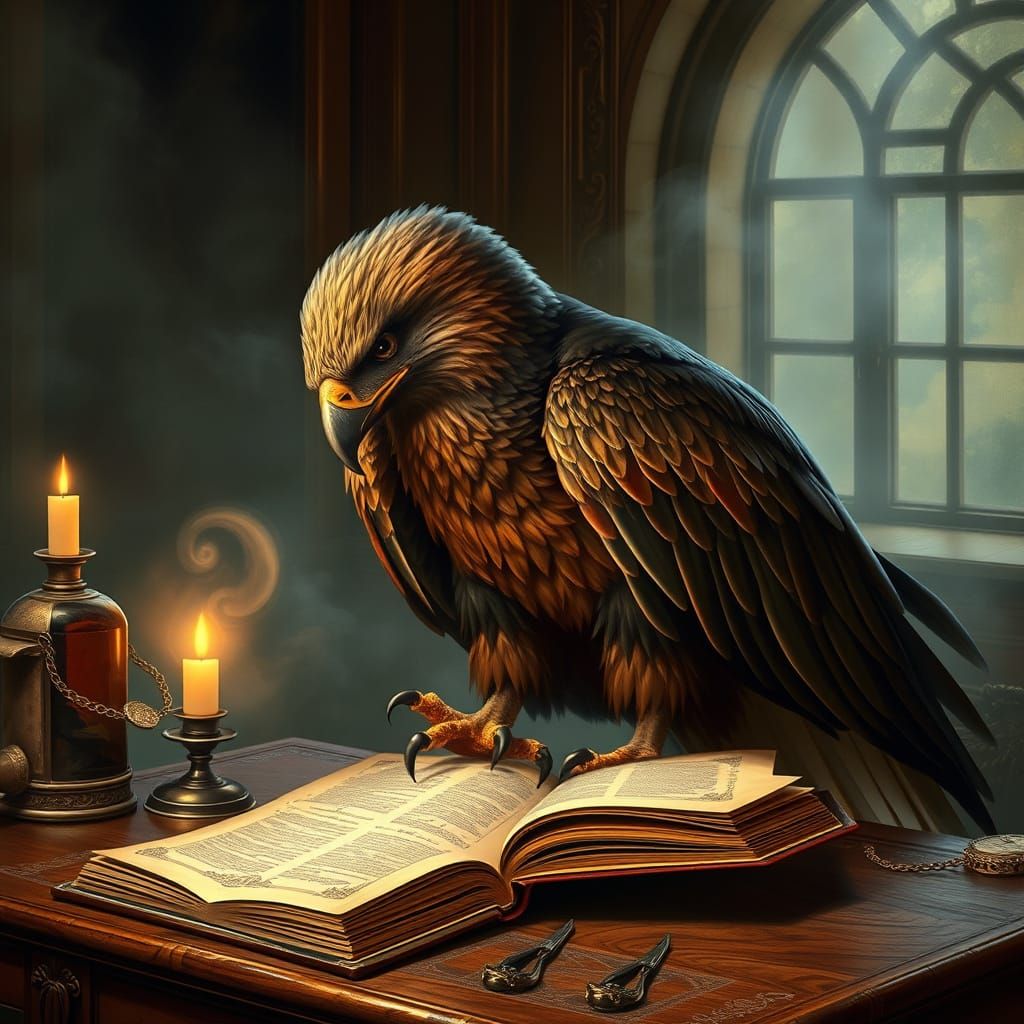 Eagle in Whimsical Study, Inspired by Romantic-era Masters