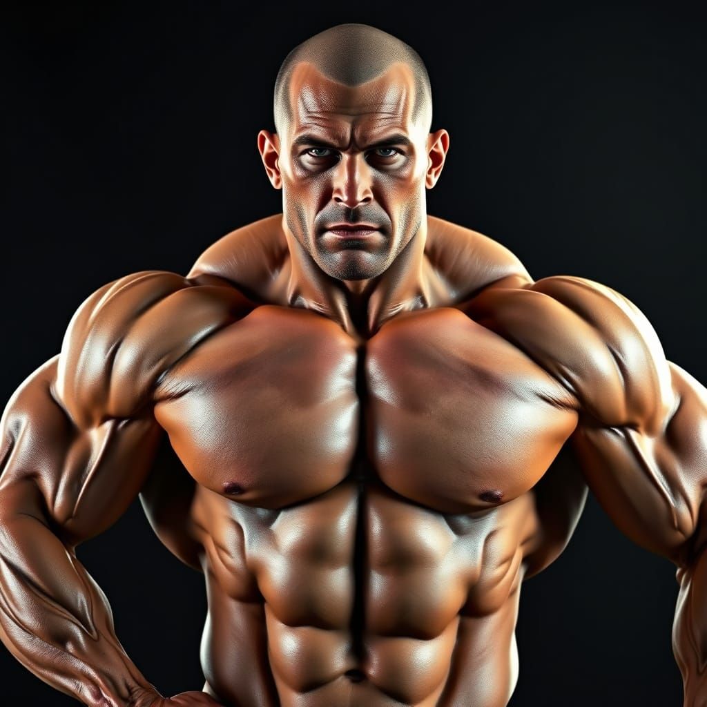 Hyperrealistic Bodybuilder with Ultra-Defined Muscles